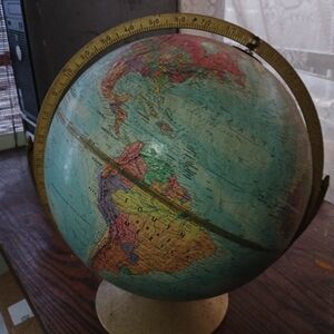 Vintage World Globe with Brass Meridian